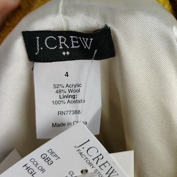 J.Crew Fall 2009 Ruffle-Trim Wool Blend Bouclé Lady Jacket Mustard NWT Sz 4 - Picture 5 of 13